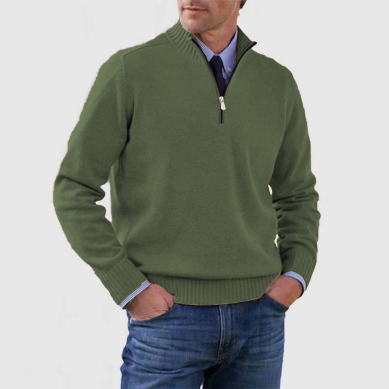 Mens Half-Zip Sweater Cotton Blend Regular Fit
