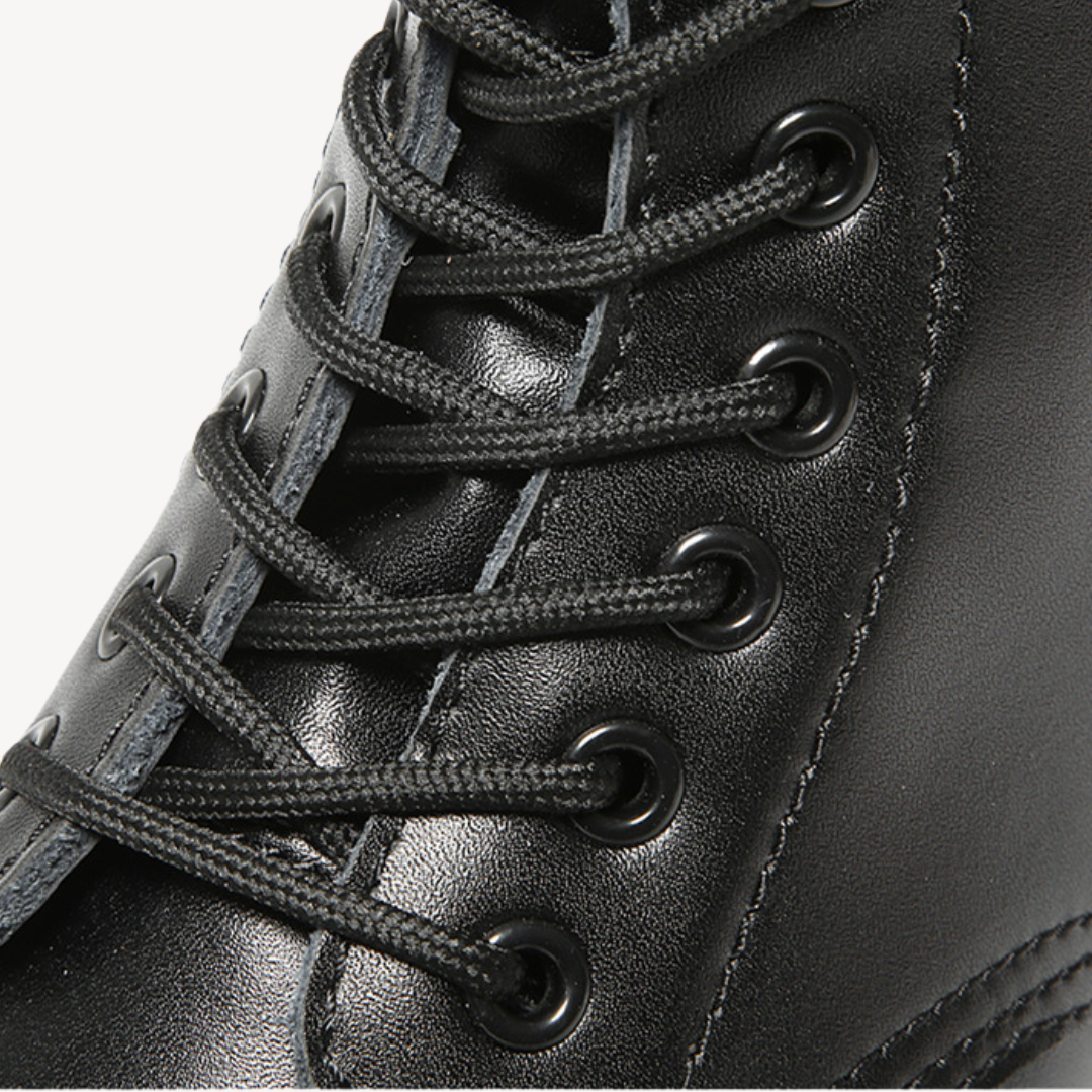 Unisex Leather Combat Boots Durable Lace-Up Ankle