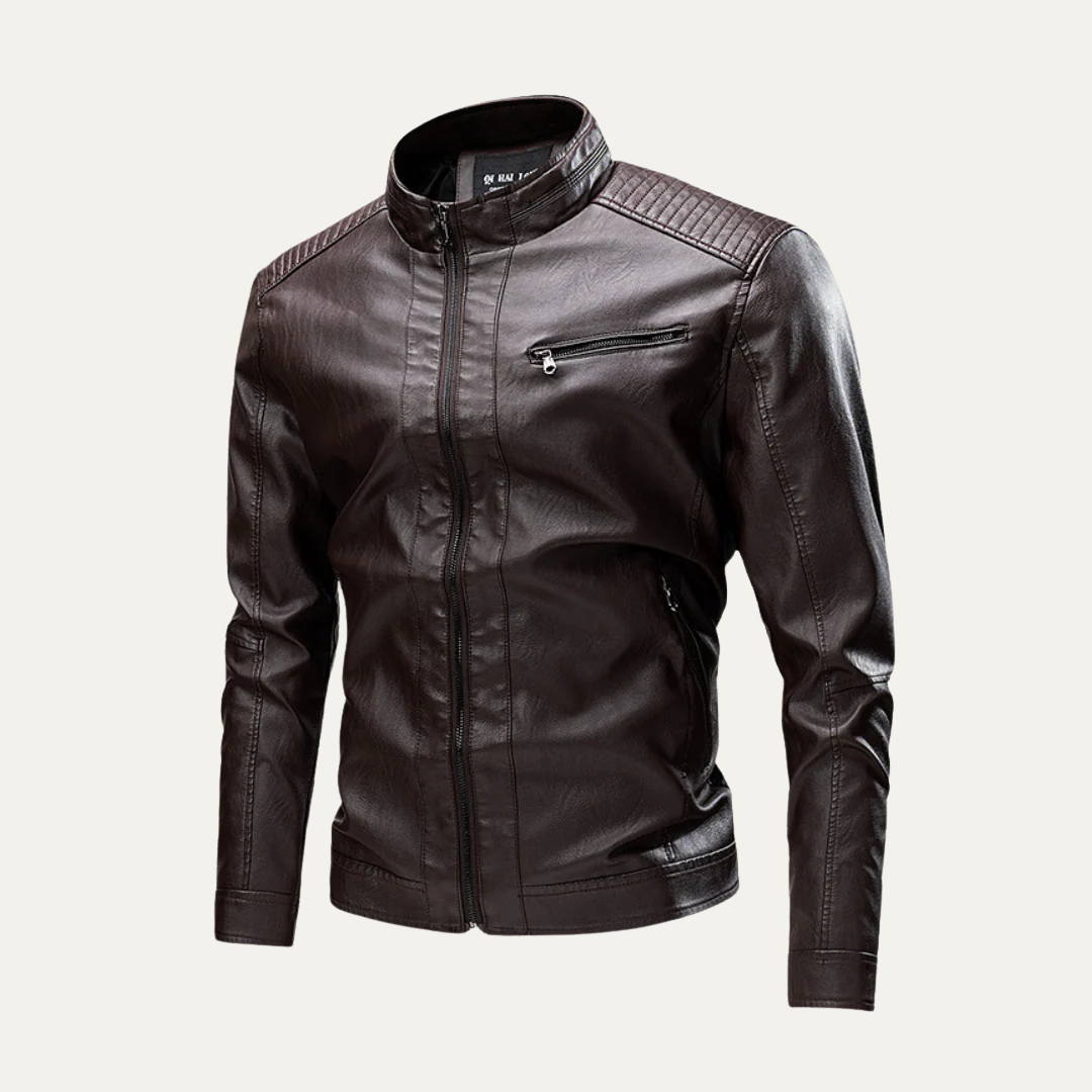 Mens Leather Motorcycle Jacket Fitted Style