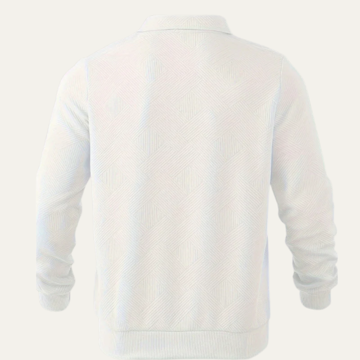 Mens Polo Sweater Textured Quarter Zipper