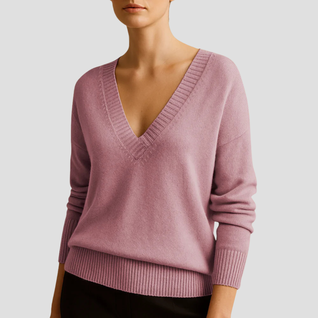 Womens Classic V-Neck Knit Sweater