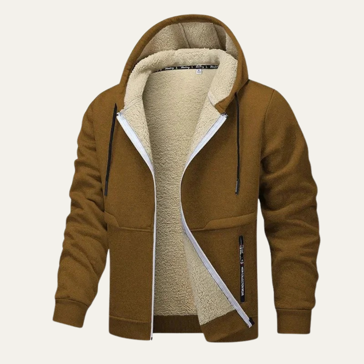 Mens Zip Hoodie Sherpa Lined Heavyweight