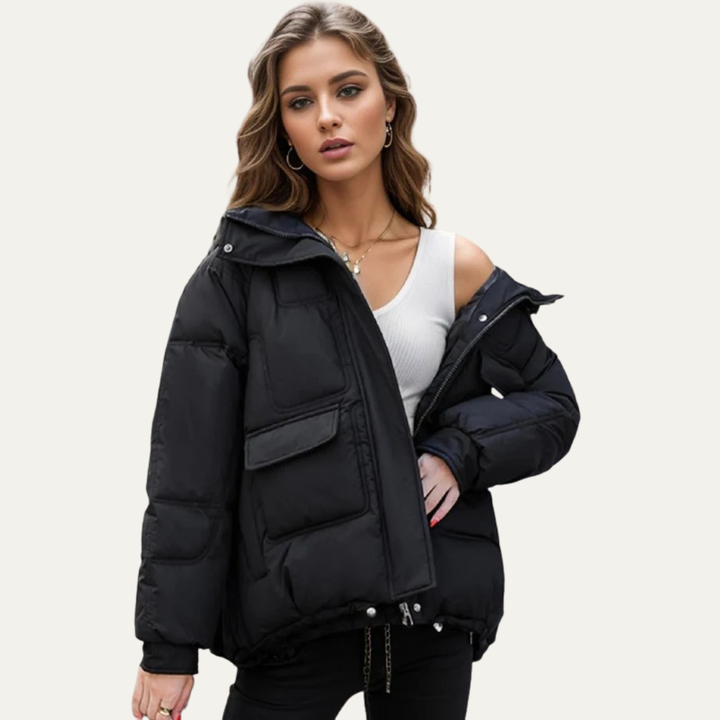 Womens Cropped Puffer Jacket Utility Style