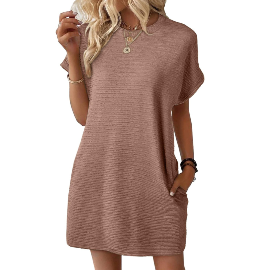 Womens Mini Dress with Short Sleeve and Pockets