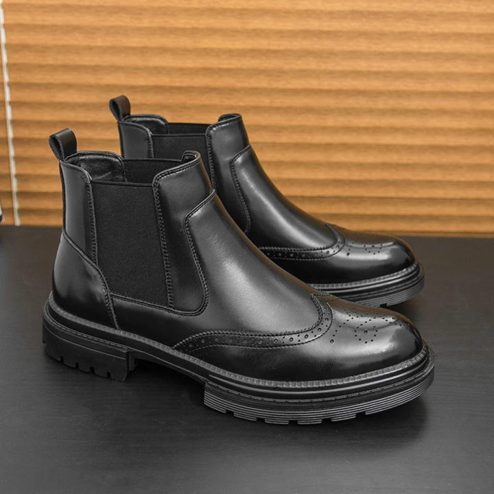 Mens Dress Chelsea Boots Leather Retro Anti-Slip Sole