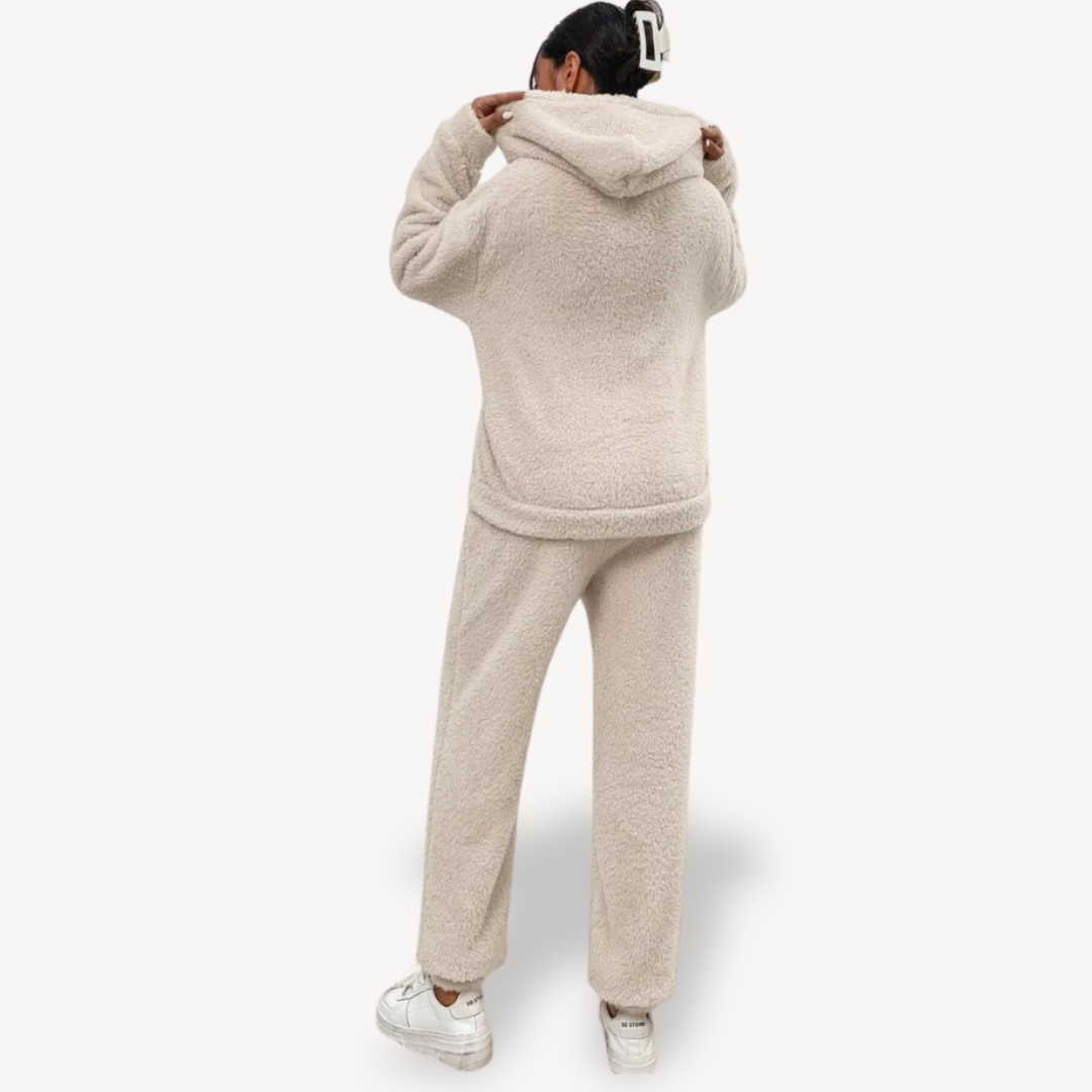 Womens Fleece Loungewear Set Relaxed Fit