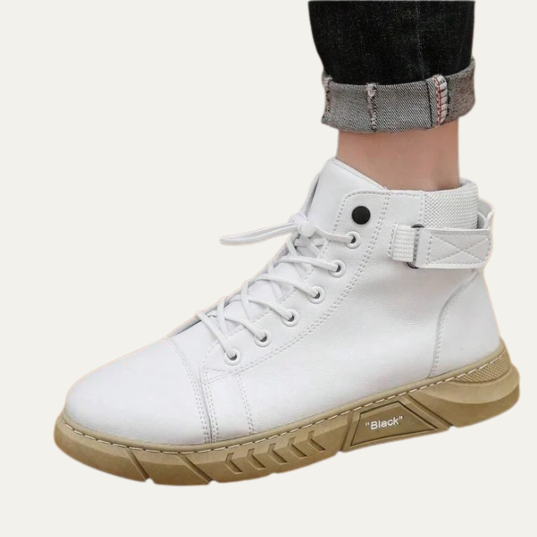 Mens High-Top Sneaker Boot with Strap and Lug Sole