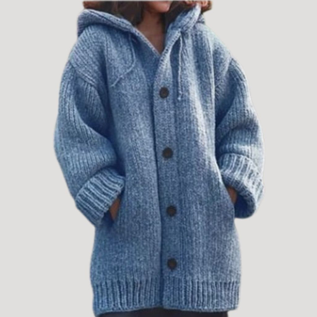 Womens Hooded Cardigan Sweater Soft Relaxed Fit