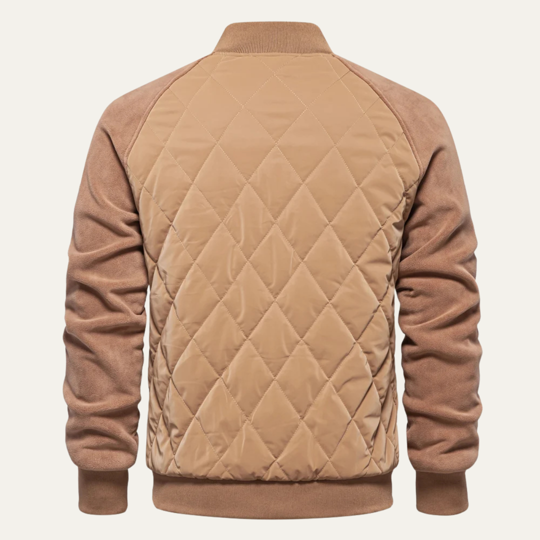 Mens Quilted Bomber Jacket Patchwork Casual Winter