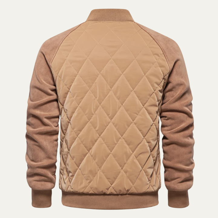 Mens Quilted Bomber Jacket Patchwork Casual Winter