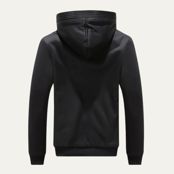 Mens Hooded Zip Jacket Plush Fleece Lined Heavy Duty