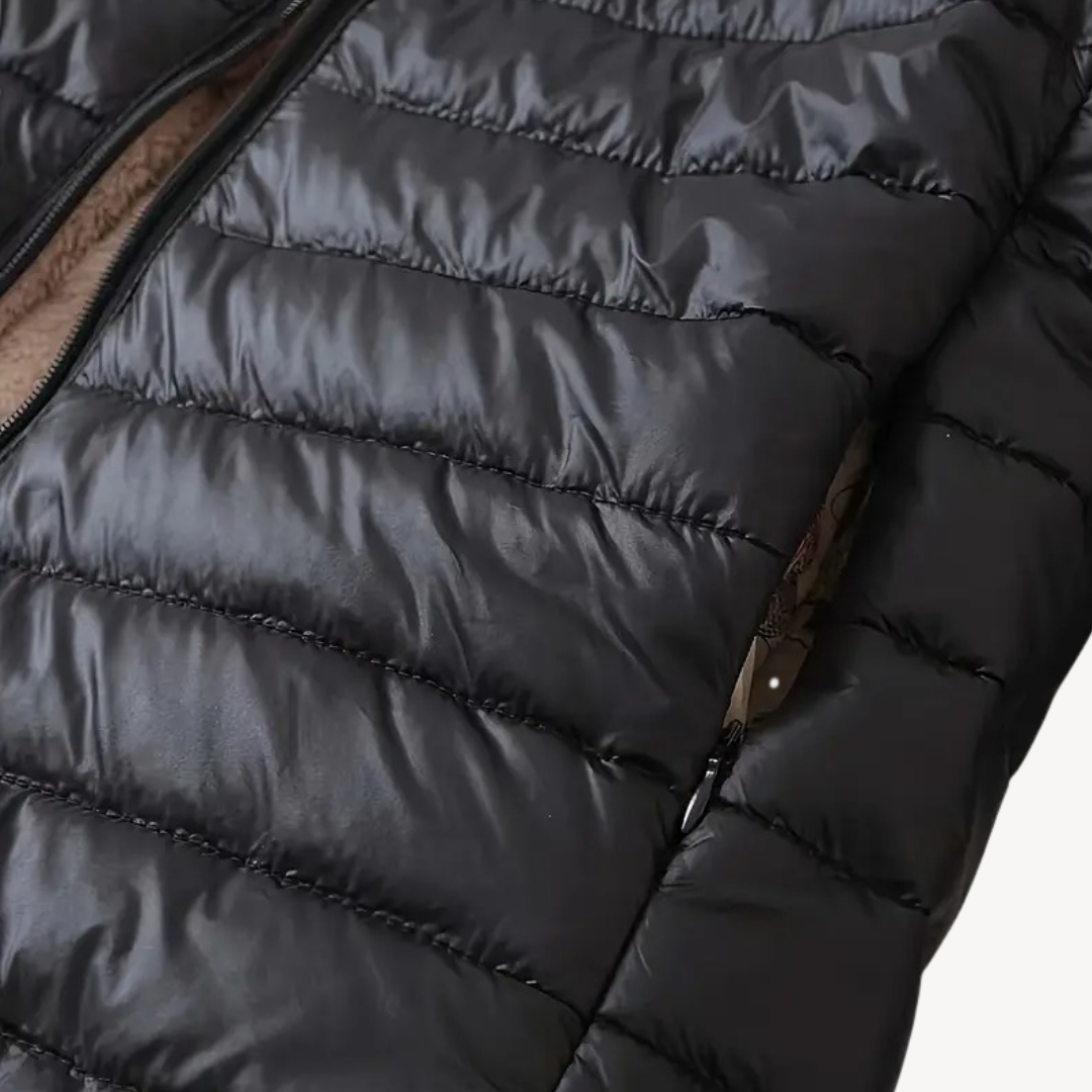 Womens Quilted Jacket with Faux Fur Lining Hooded