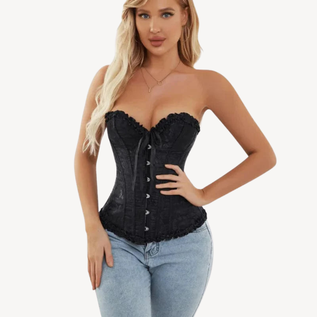 Womens Satin Corset Top with Lace-Up Front