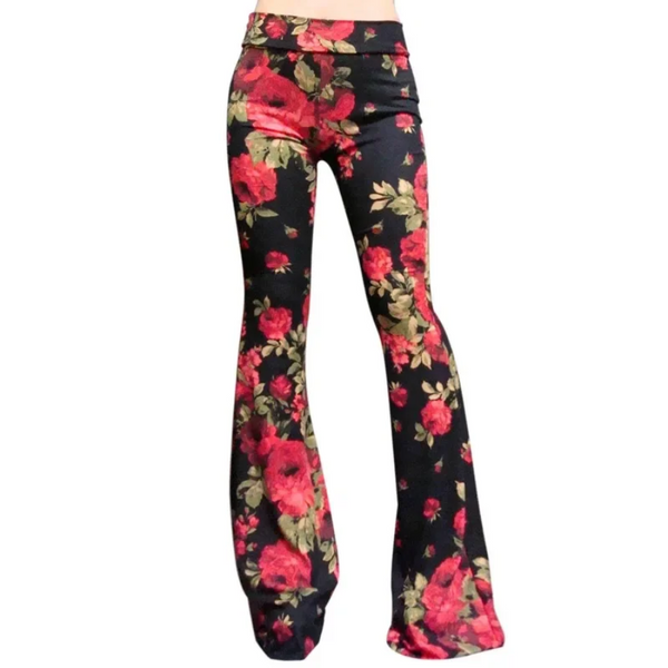 Womens Wide Leg Pants Printed Relaxed Fit