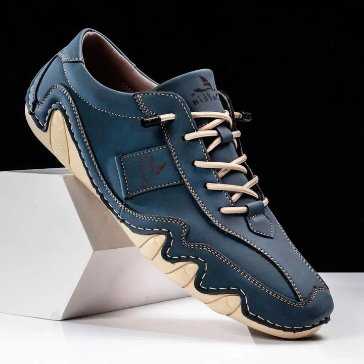 Mens Casual Lace-Up Shoes with Contrast Stitching Curved Sole - BritishMode