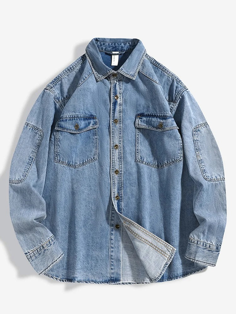 Mens Casual Denim Shirt Regular Fit