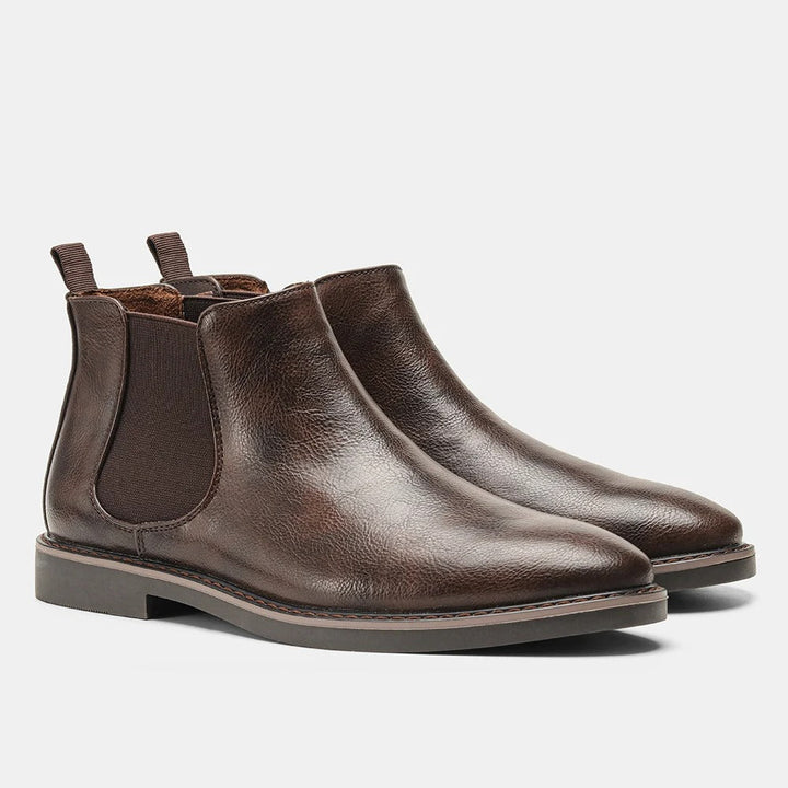 Mens Chelsea Ankle Boots Classic Leather Slip-On