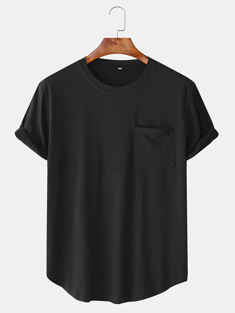 Mens T-Shirt Cotton Pocket Casual Fit