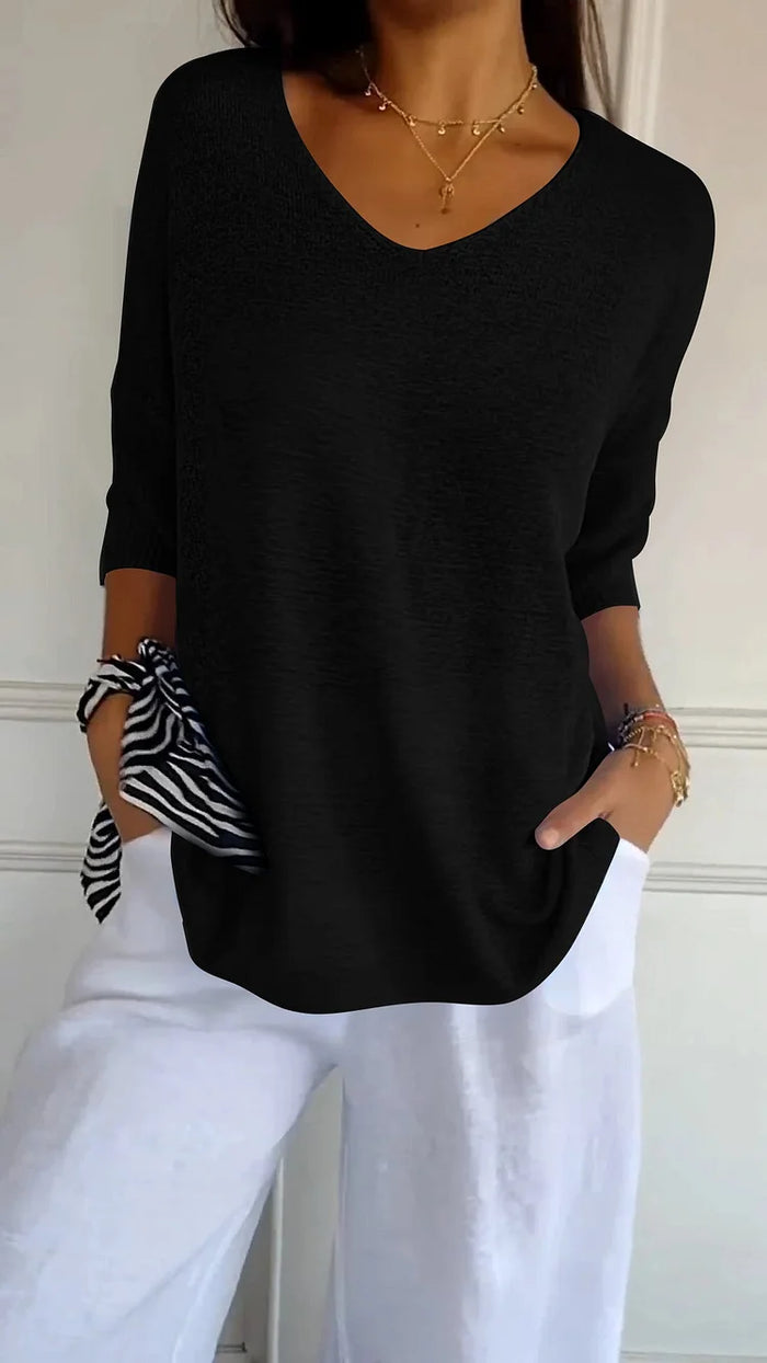 Womens V-Neck Sweater Relaxed Fit