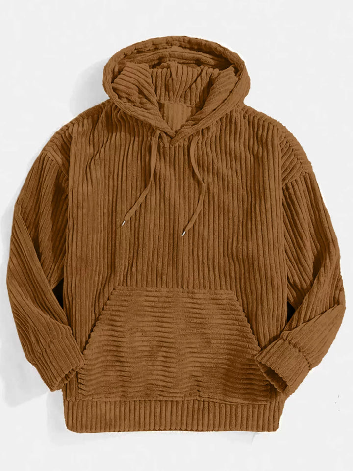 Mens Corduroy Hooded Jacket Relaxed Fit Large Size