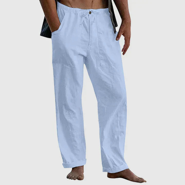 Mens Linen Pants Relaxed Fit Drawstring Waist