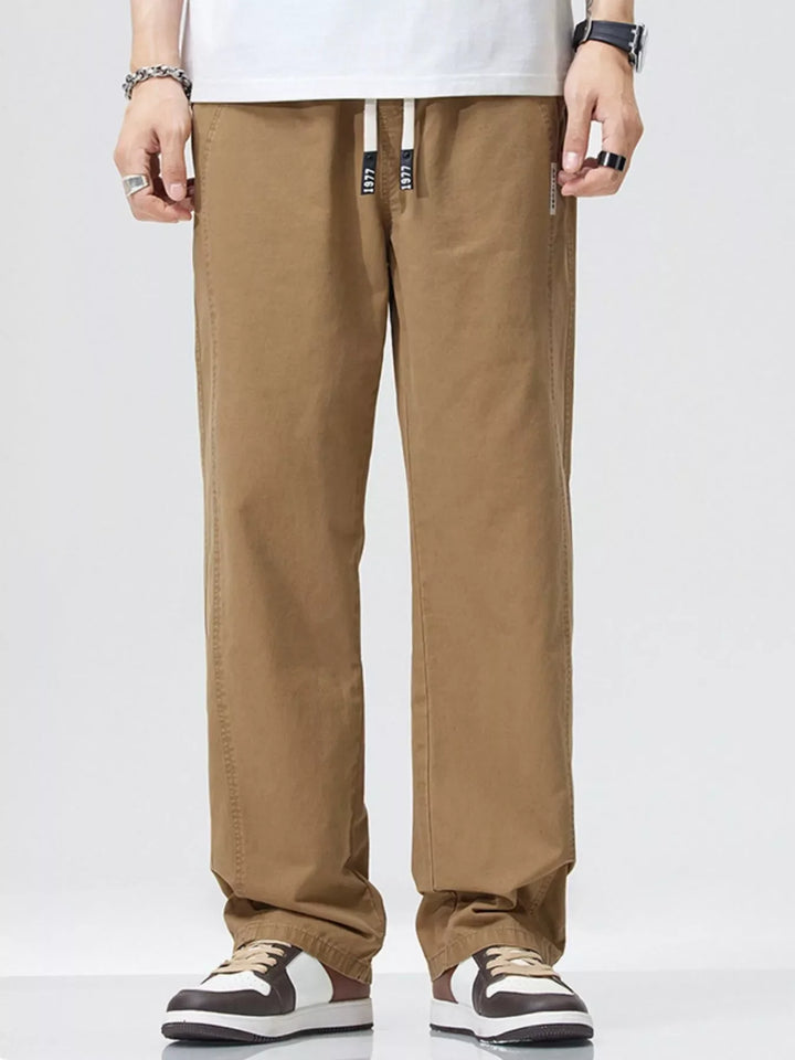 Mens Jogger Pants Cotton Relaxed Fit Drawstring Waist