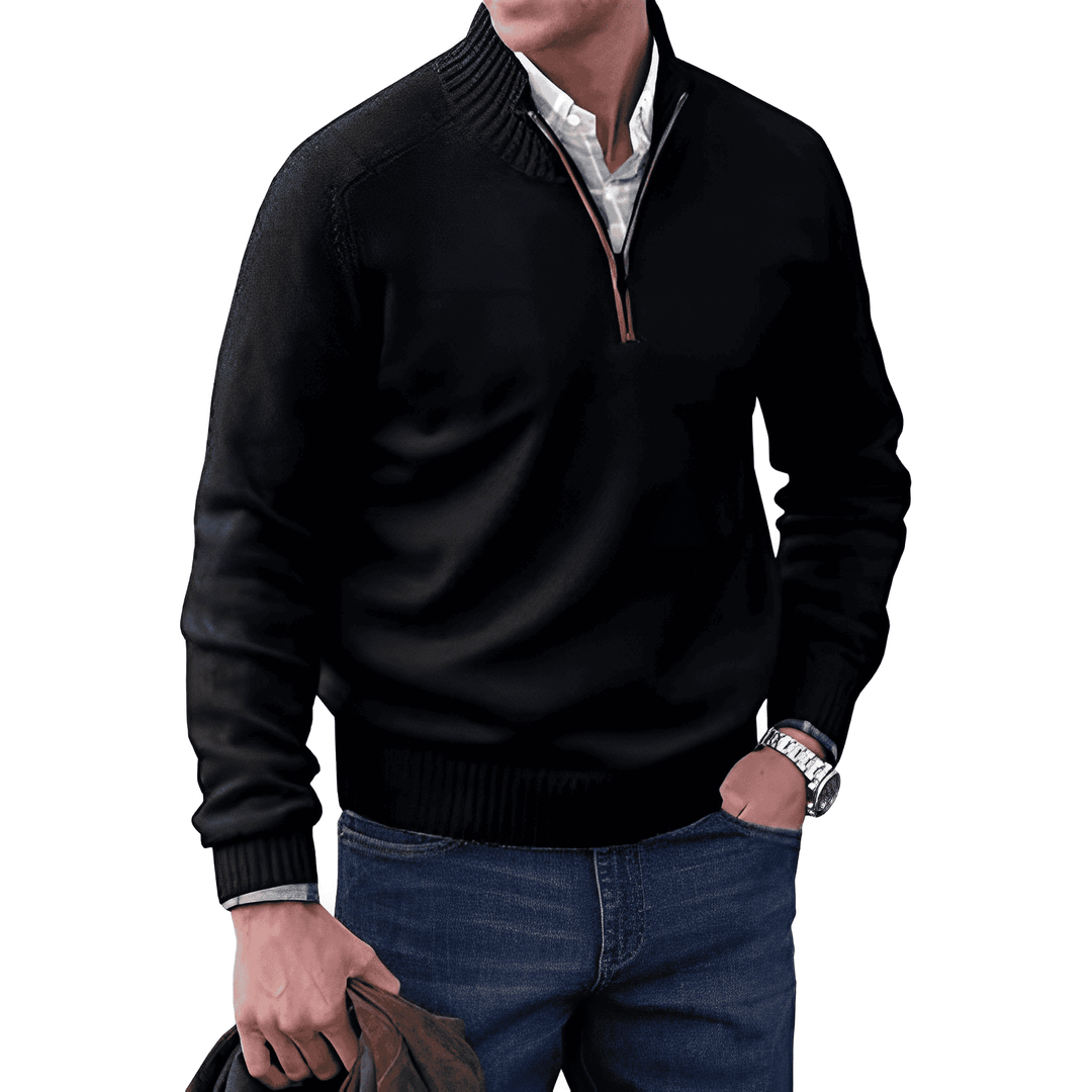 Mens Pullover Sweater Quarter Zip Classic Fit