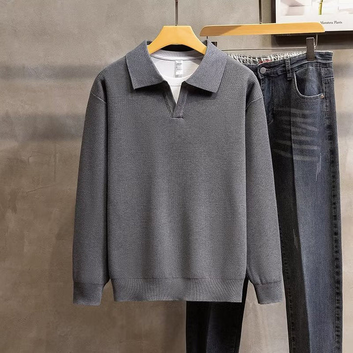 Mens Polo Knit Sweater Classic Fit
