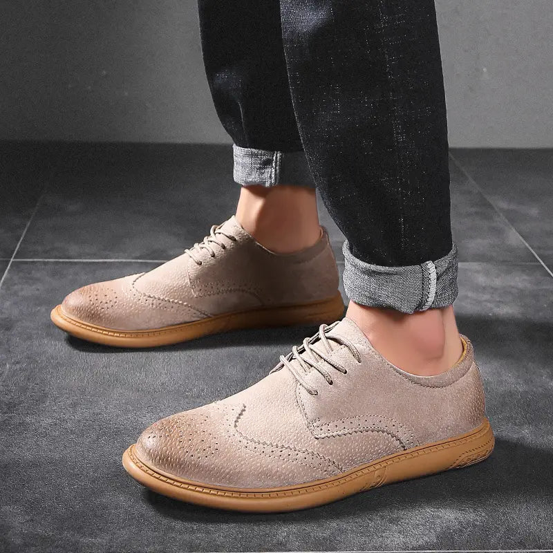 Mens Oxford Lace-Up Shoes Leather Comfortable Fit - BritishMode