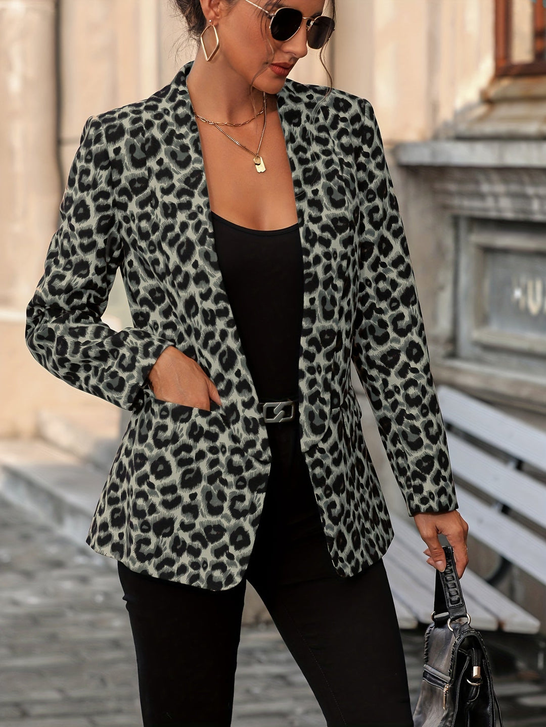 Womens Blazer with Leopard Print Stylish Fit - BritishMode