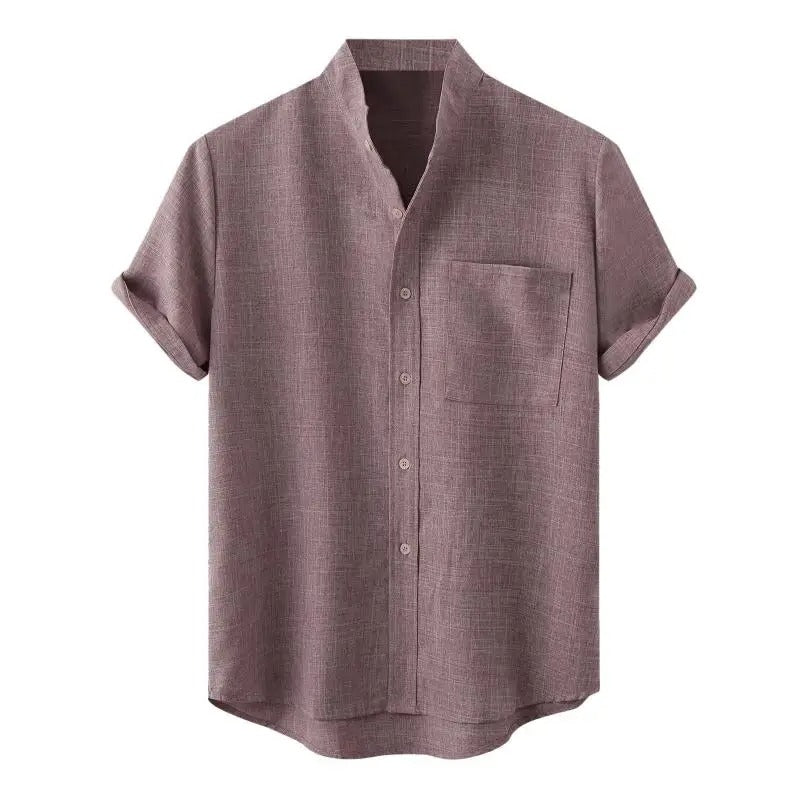Mens Lightweight Summer Shirt with Stand Collar