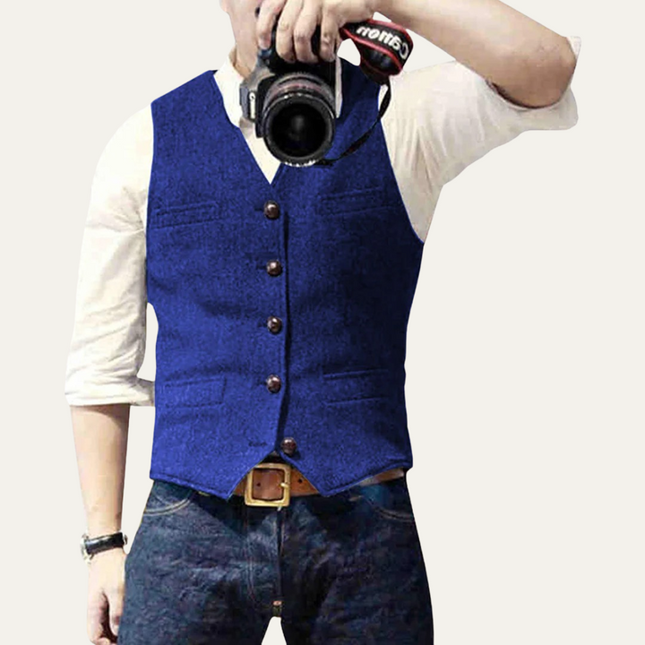 Mens Vintage Suit Vest Button-Up Elegant Fit