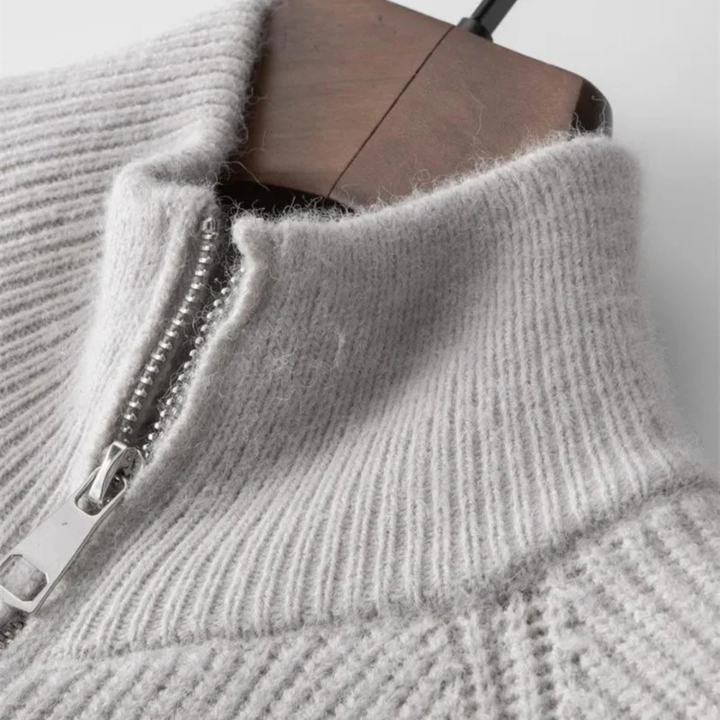 Mens Knit Cardigan Ribbed Full Zip