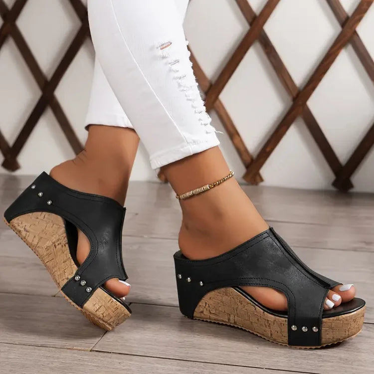 Womens Orthopedic Wedge Sandals Cushioned Cork - BritishMode