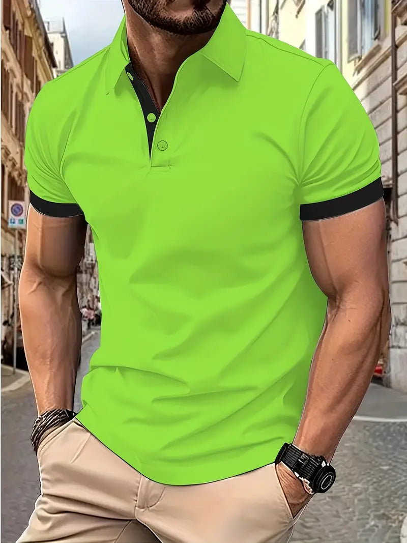 Mens Casual Shirt Colorblock Pattern Regular Fit