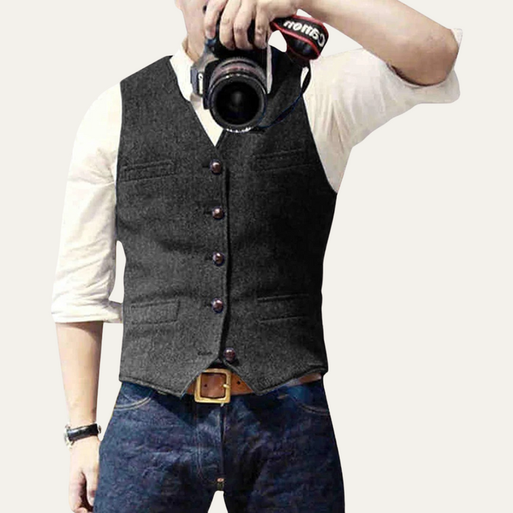 Mens Vintage Suit Vest Button-Up Elegant Fit