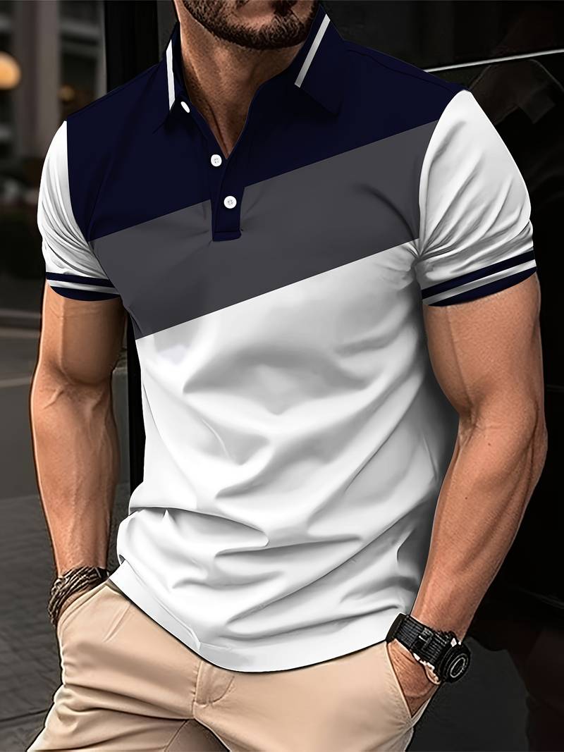 Mens Golf Shirt with Contrast Print Design Regular Fit - BritishMode