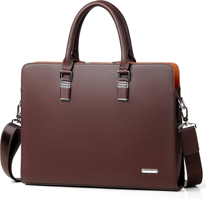 Mens Leather Business Briefcase Multi-Compartment Professional Style