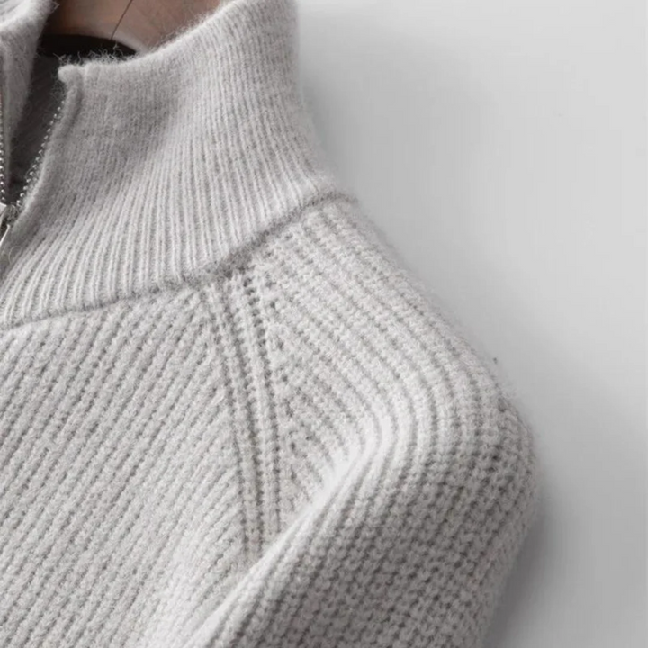 Mens Knit Cardigan Ribbed Full Zip