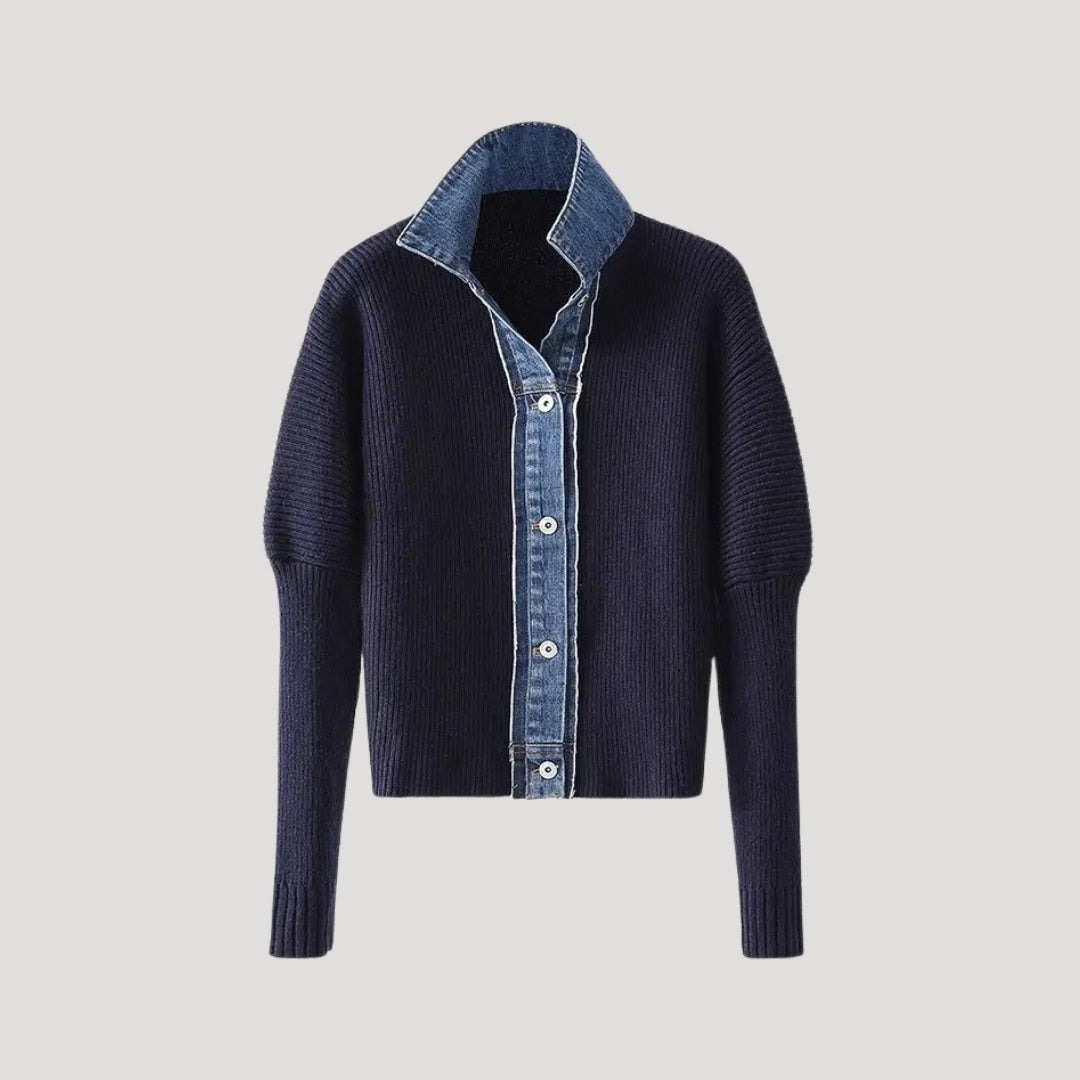 Unisex Sweater with Denim Detail Classic Fit - BritishMode