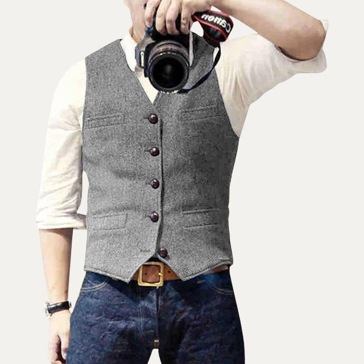 Mens Vintage Suit Vest Button-Up Elegant Fit