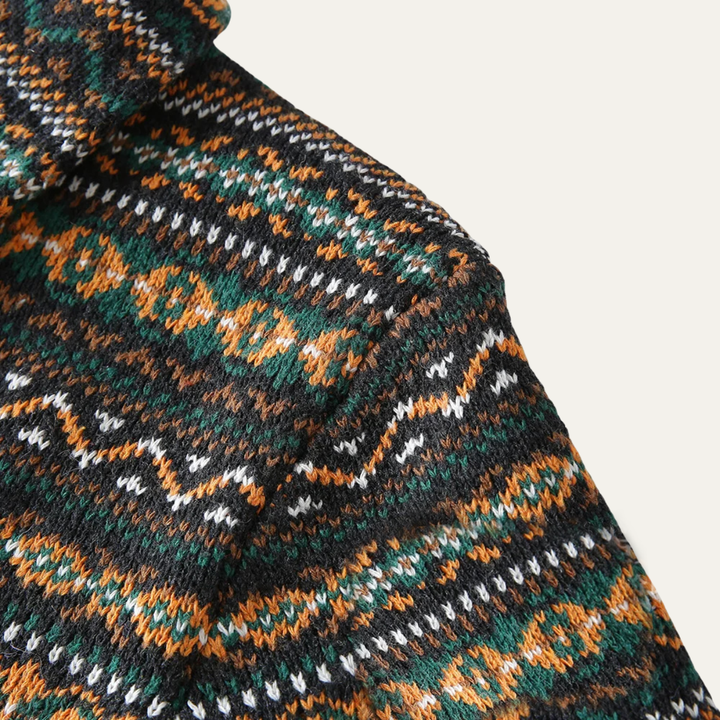 Mens Wool Knitted Cardigan Vintage Nordic Style