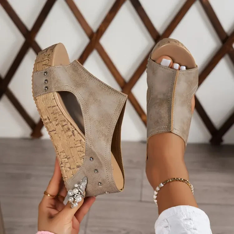 Womens Orthopedic Wedge Sandals Cushioned Cork