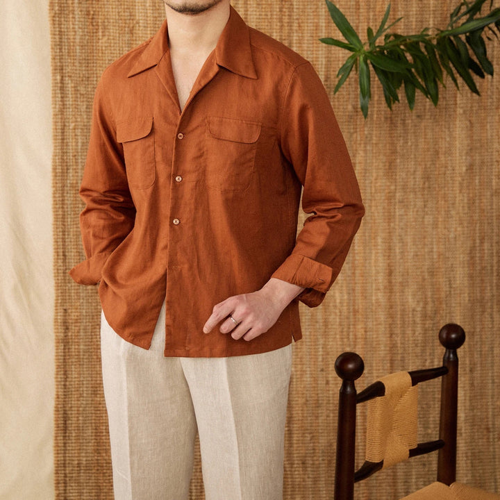 Womens Linen Shirt with Pocket Elegant Fit - BritishMode