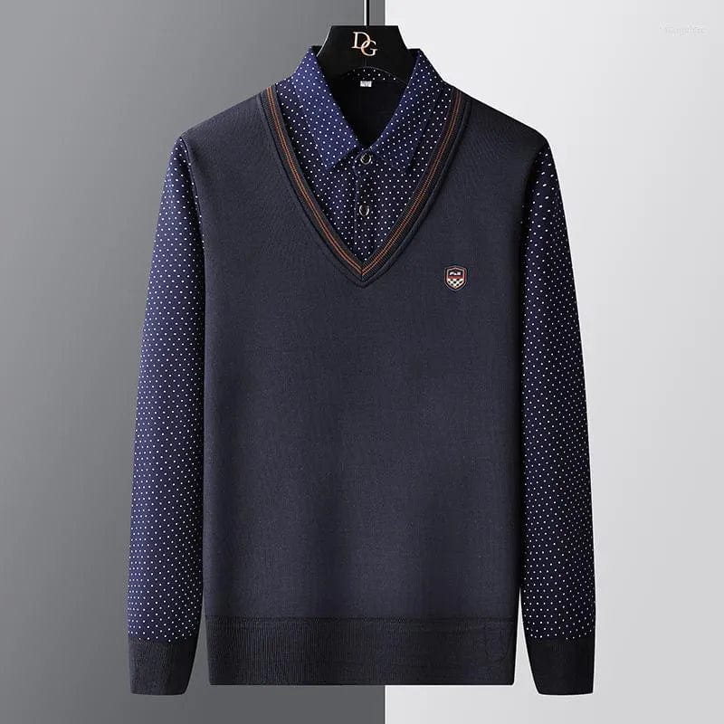 Mens Polo Sweater Warm Classic Fit