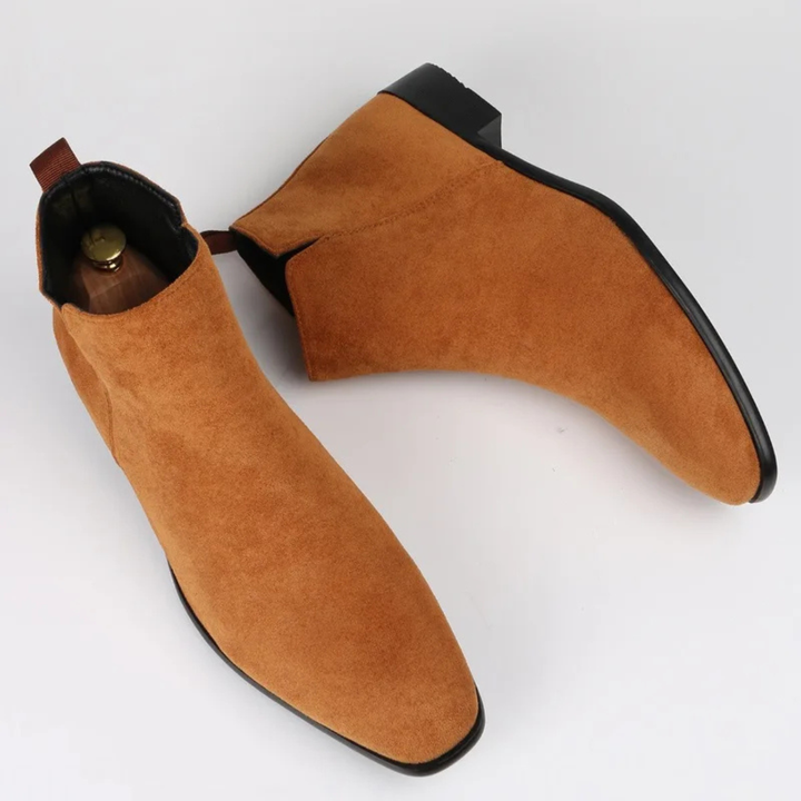 Mens Leather Slip-On Business Dress Ankle Boots Elegant Style
