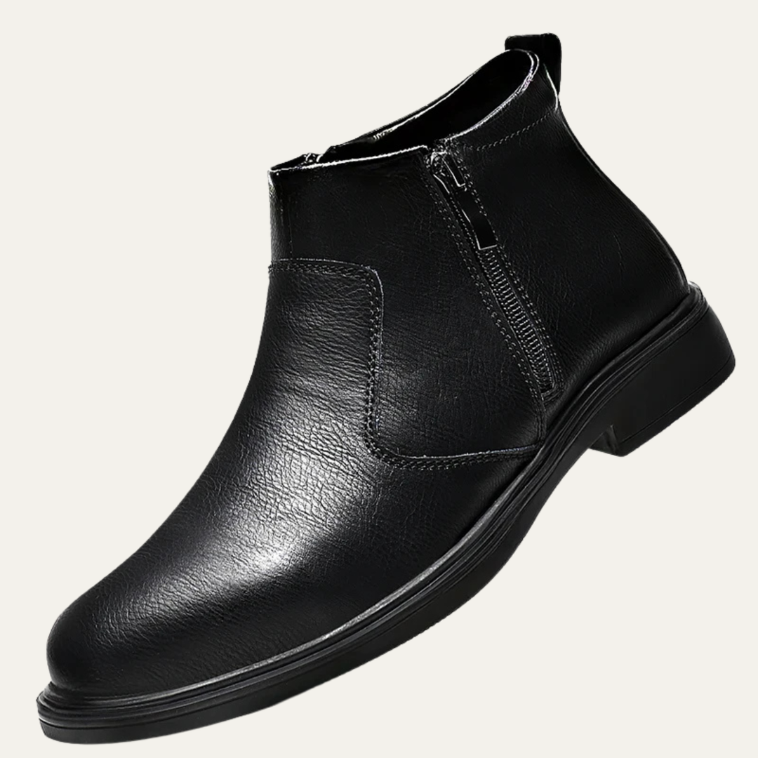 Mens Leather Ankle Boots Classic Zip Closure