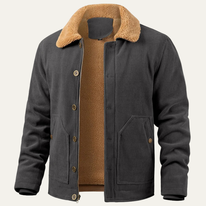 Mens Corduroy Trucker Jacket with Sherpa Lining Warm Fit