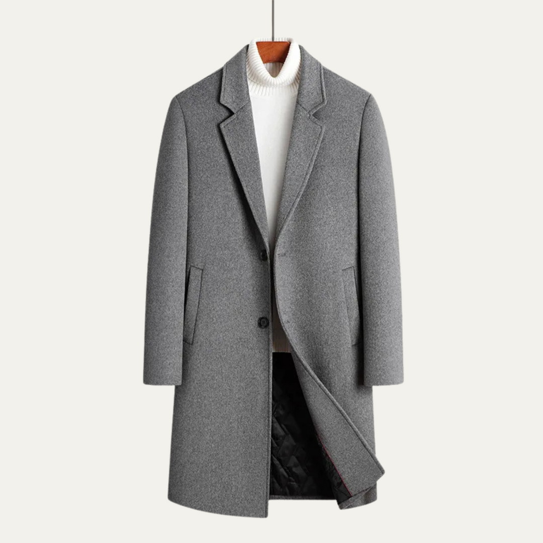 Mens Wool Long Winter Smart Coat Elegant Fit