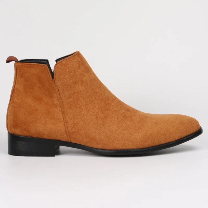 Mens Leather Slip-On Business Dress Ankle Boots Elegant Style
